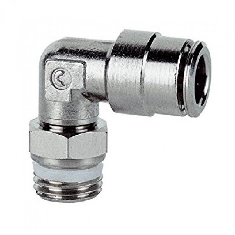 S6520 Колено Camozzi 4-1/4 — с наружной резьбой — поворотное, 1/4 дюйма BSPP (G) с наружной резьбой x 4 мм PTC
