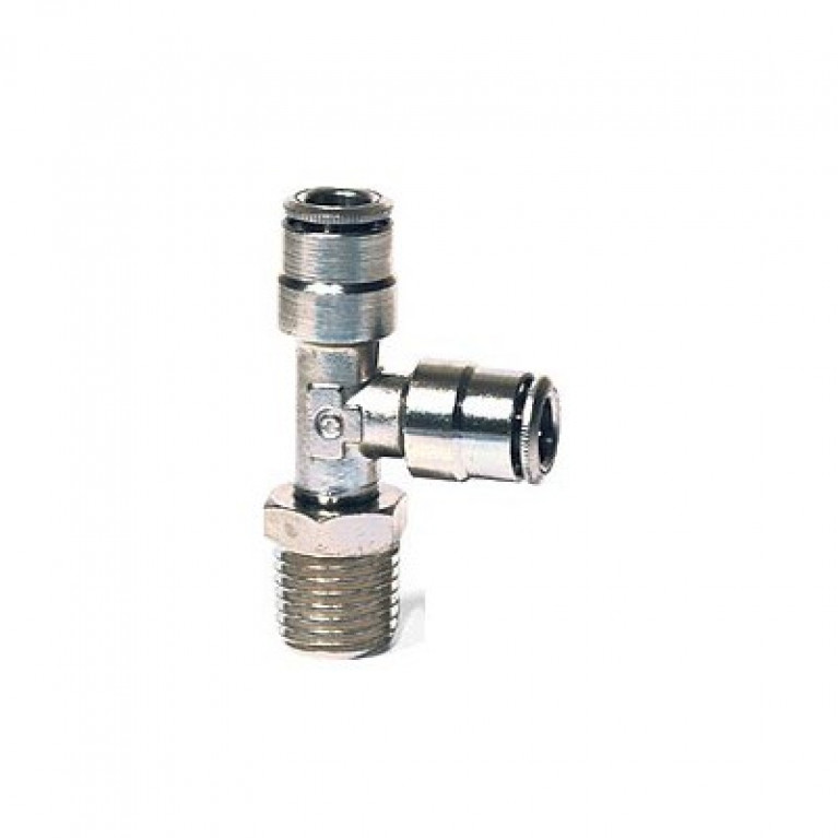C6440 04-06 Тройник Camozzi — проходной, 3/8 дюйма NPT, наружная резьба x 1/4 дюйма PTC x 1/4 дюйма PTC