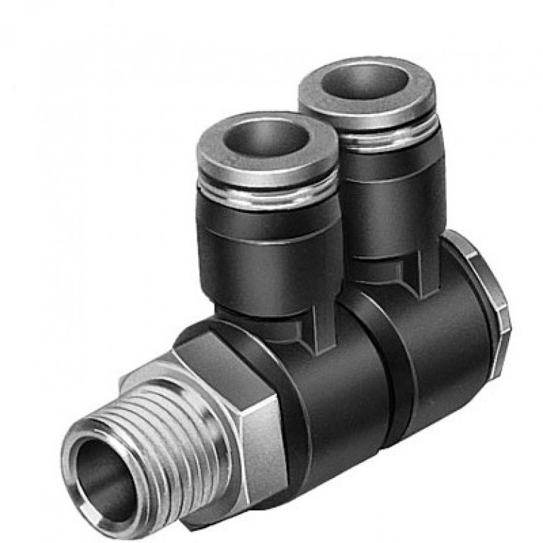 QSLV2-1/2-1/2-U Двойное колено Festo, наружная резьба NPT 1/2 дюйма x PTC 1/2 дюйма