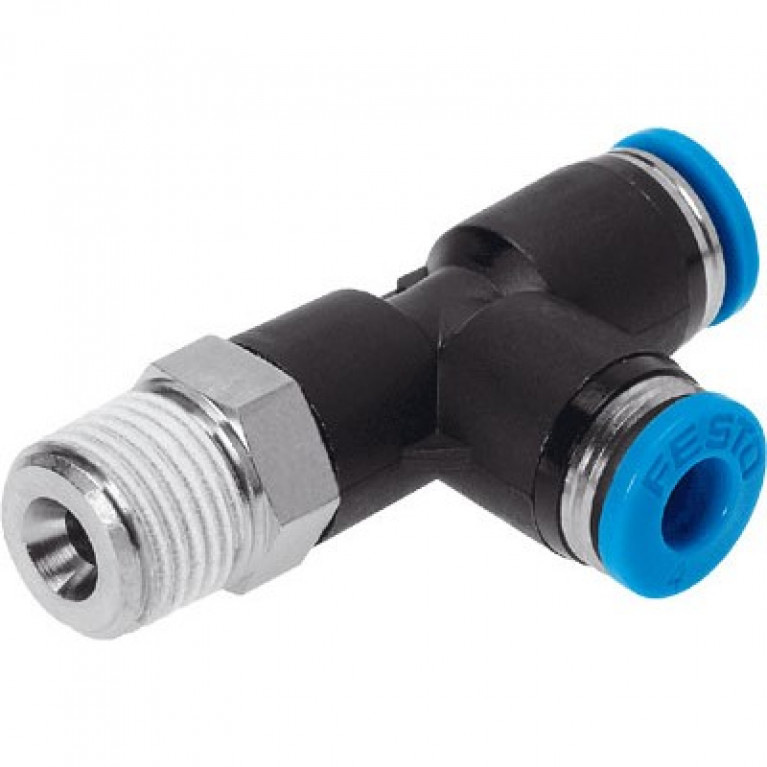 QSTL-1/8-6-100 Тройник Festo — проходной, 1/8 дюйма BSPT (правый), наружная резьба x 6 мм PTC x 6 мм PTC