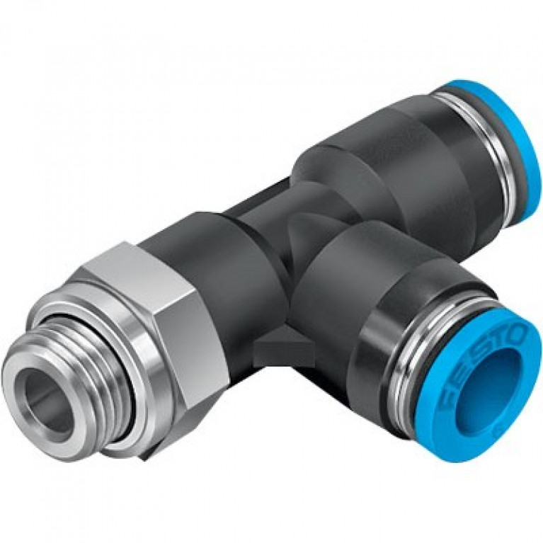 QSTL-G3/8-10 Тройник Festo — проходной, 3/8 дюйма BSPP (G), наружная резьба x 10 мм PTC x 10 мм PTC