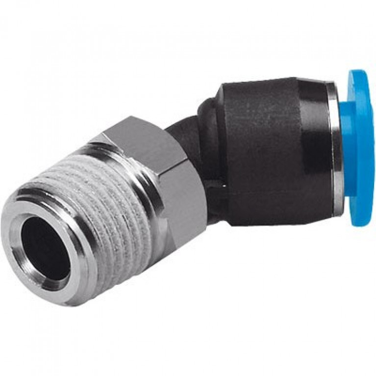 QSW-1/2-12 Колено Festo — 45 градусов, 1/2 дюйма BSPT (правый) с наружной резьбой x 12 мм PTC