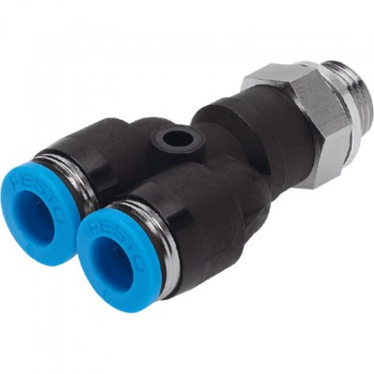 QSY-G3/8-10 Festo Y — поворотный — наружная резьба, 3/8 дюйма BSPP (G) наружная резьба x 10 мм PTC x 10 мм PTC