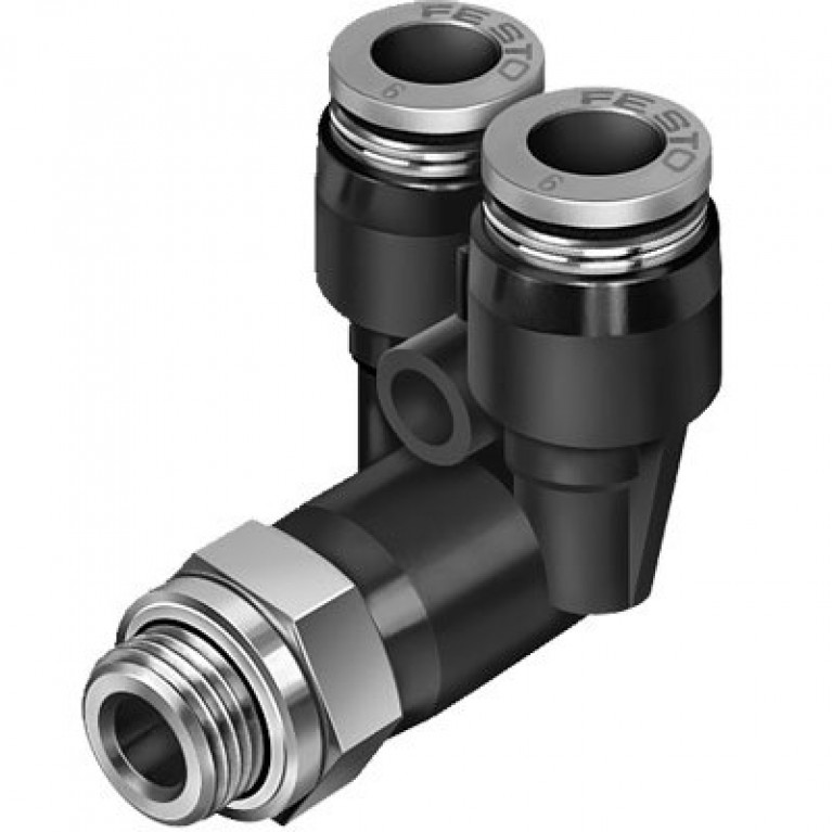 QSYL-G1/4-10 Festo Y — поворотный механизм — наружная резьба, 1/4 дюйма BSPP (G) наружная резьба x 10 мм PTC x 10 мм PTC