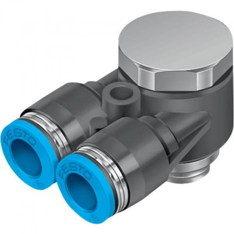 QSYLV-G3/8-10 Festo Y — поворотный механизм — наружная резьба, 3/8 дюйма BSPP (G) наружная резьба x 10 мм PTC x 10 мм PTC