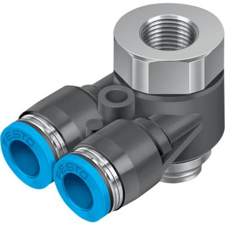 QSYTF-G1/4-8 Festo Push-In Y с наружной и внутренней резьбой, 1/4 дюйма BSPP (G) наружная резьба x 8 мм PTC x 8 мм PTC