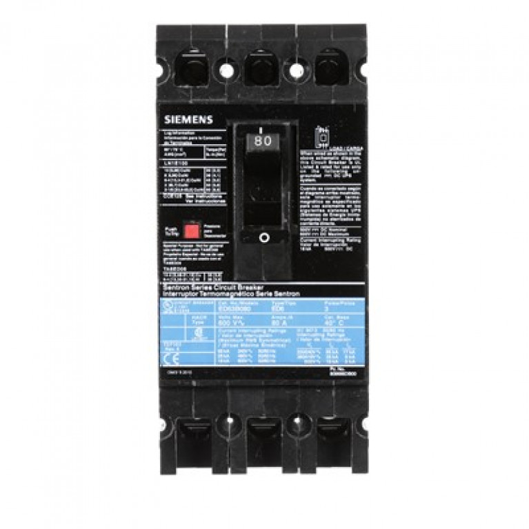 ED63B080L Автоматический выключатель Siemens ED6 3P 600V 80A LUG