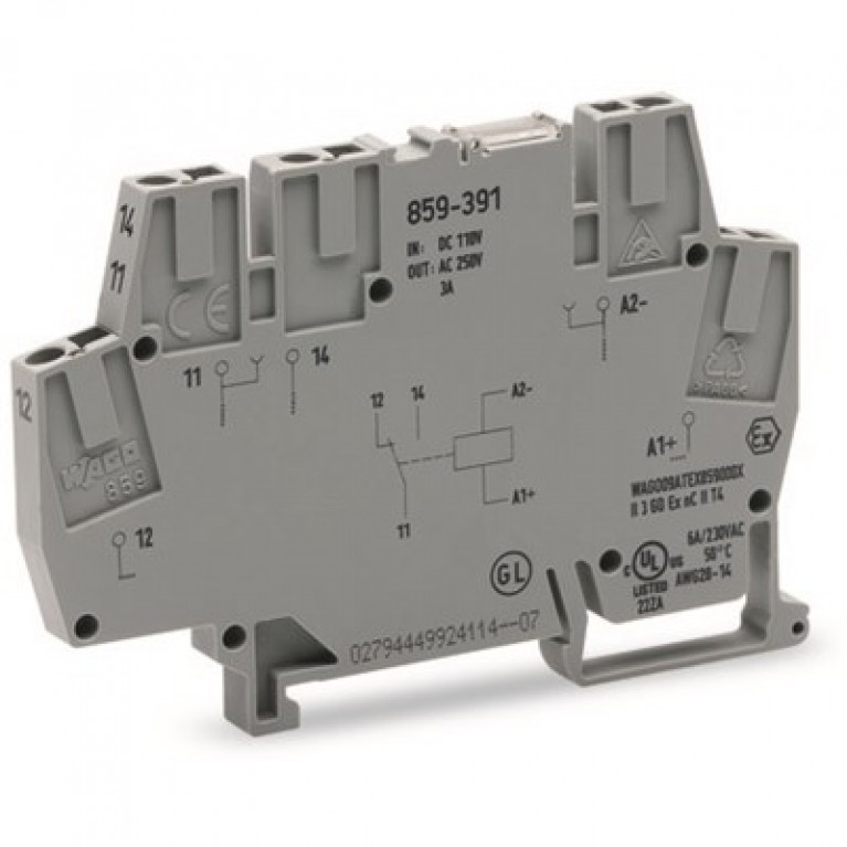 859-391 РЕЛЕ WAGO TRM БЛК 115В постоянного тока +/-30% 1U 3A