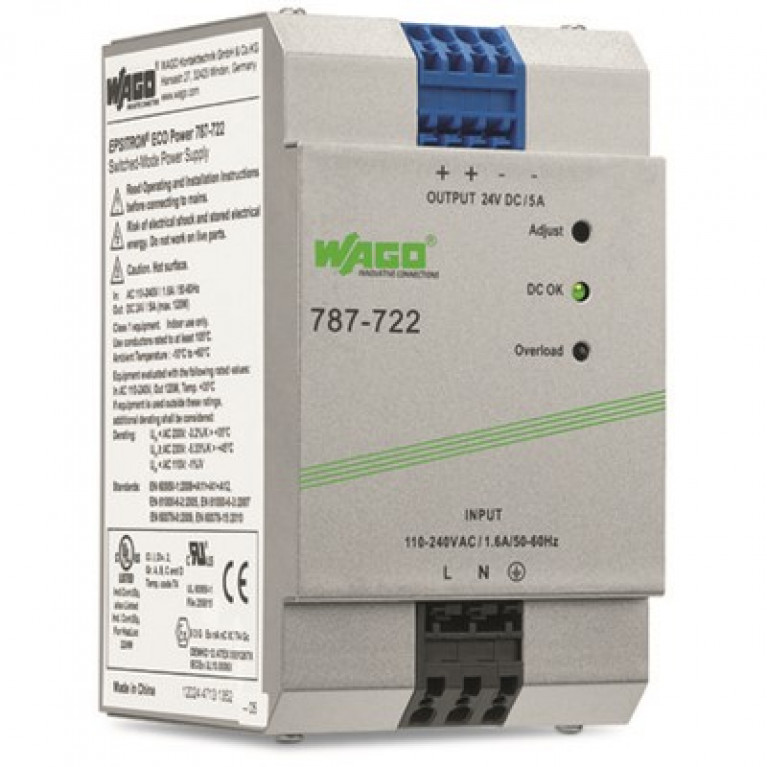 787-722 WAGO ECO POWER 1-Ф. PS5A, 24 В постоянного тока